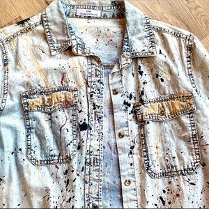 Jane Made And Found Splatter Paint Button Down